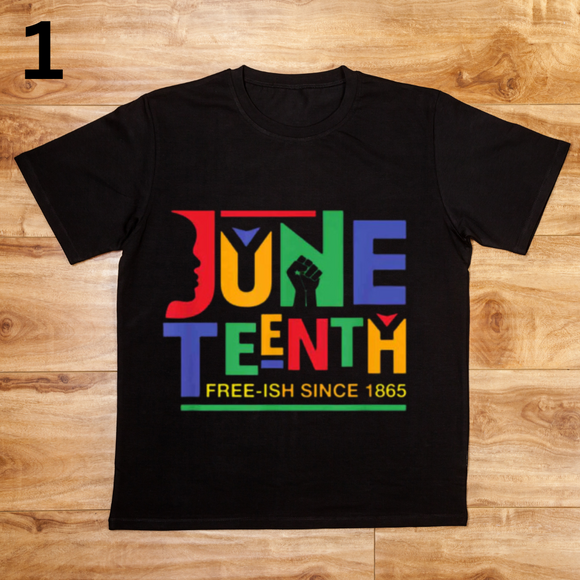 Juneteenth (1) short sleeve, black, cotton crew neck