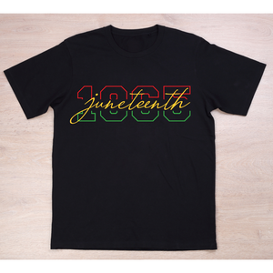 1865 Juneteenth - Adult unisex short sleeve black crew 100% cotton with quality screen print design..