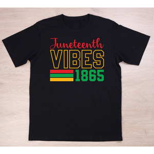 Juneteenth 1865 - Adult unisex short sleeve black crew 100% cotton with quality screen print design..