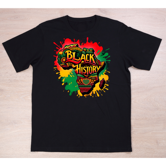 Black History Juneteenth - Adult unisex short sleeve black crew 100% cotton with quality screen print design..