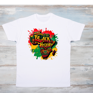 Black History Juneteenth - Adult unisex short sleeve white crew 100% cotton with quality screen print design..