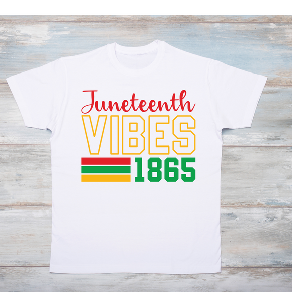 Juneteenth 1865 - Adult unisex short sleeve white crew 100% cotton with quality screen print design.