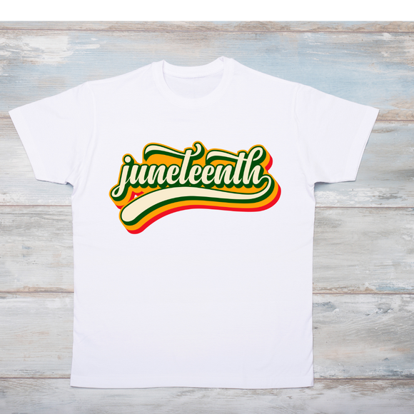 Juneteenth Vintage - Adult unisex short sleeve white crew 100% cotton with quality screen print design.