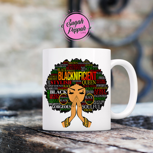 Afrocentric Blacknificent Mug 15 oz. white stoneware with sublimation