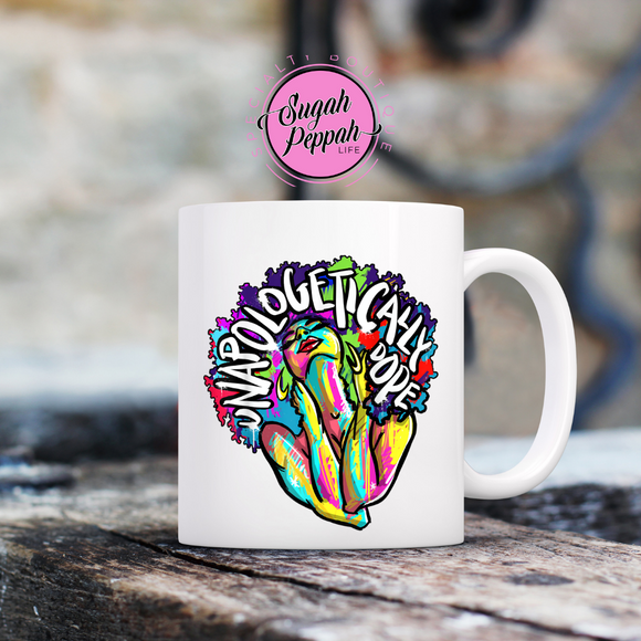 Afrocentric Unapologetically Dope Mug 15 oz. white stoneware with sublimation