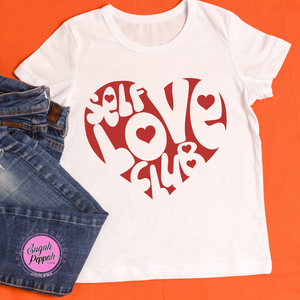 Self Love Club - Adult unisex short sleeve white crew 100% cotton with screen print