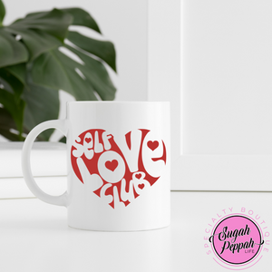 Personalized Mug (Self Love Club)15 oz. white stoneware mug with sublimation print. Please add Name, Phrase and Color requests in the comment field at checkout or send an email to sugahpeppahlife@gmail.com