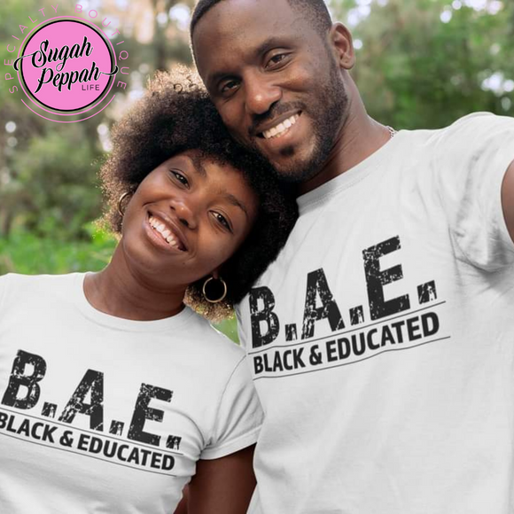 B.A.E - Adult unisex short sleeve white crew 100% cotton with quality print