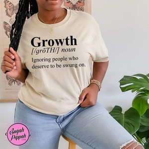 "Growth" - Adult unisex short sleeve natural crew 100% cotton with screen print